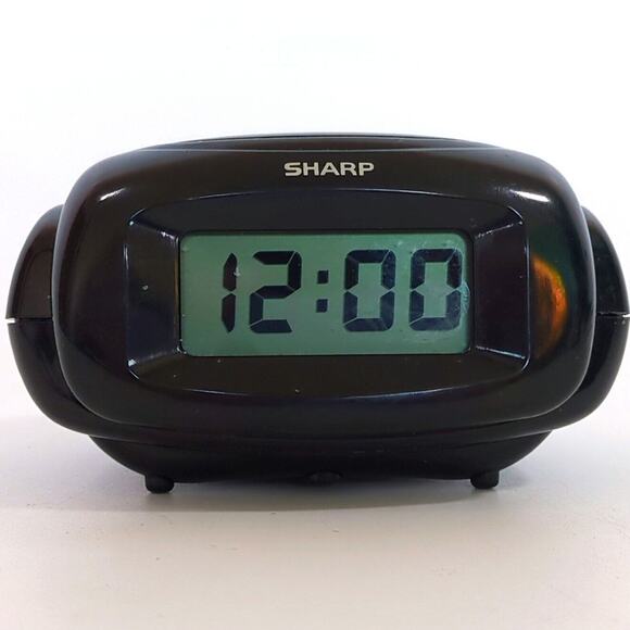 Sharp Mini Digital Travel Alarm Clock Black Battery Operated Snooze Light - Picture 1 of 5